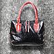 Handbag made of genuine leather in black and burgundy, Classic Bag, Nelidovo,  Фото №1