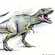 Картина Динозавр Тираннозавр Рекс Акварель, Картины, Томск,  Фото №1
