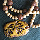 Sandalwood beads with original pendant ' dried Flowers', Necklace, Moscow,  Фото №1
