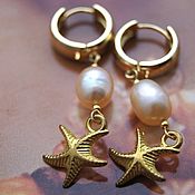 Украшения handmade. Livemaster - original item Marine style earrings with natural pearls. Handmade.