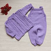 Knitted Romper with hood booties for kids