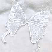 Материалы для творчества handmade. Livemaster - original item Embroidered applique. White butterfly. Handmade.