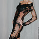 Black lace dress with a gorgeous neckline 'Temptation'. Dresses. Lana Kmekich (lanakmekich). My Livemaster. Фото №4