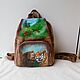 Leather backpack with custom painting, Backpacks, Noginsk,  Фото №1