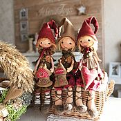 Текстильная кукла домовая эльфочка Эльда в бохо стиле