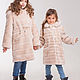 Children's fur coat made of natural mouton with a trimmed stripe. Childrens outerwears. Kids fur coat. My Livemaster. Фото №4