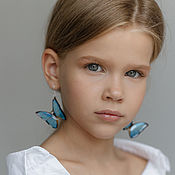 Украшения handmade. Livemaster - original item Transparent Earrings Bright Blue Turquoise Fluttering Butterflies For Children. Handmade.