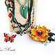 Necklace decorated with leather flowers and a butterfly on the Breath of summer. Necklace. flowersstyle (flowersstyle). My Livemaster. Фото №5