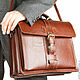 Men's leather briefcase Premier red. Men\'s bag. Russian leather Guild. My Livemaster. Фото №5