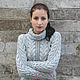 Свитер  Norma женский вязаный косами из хлопка. Свитеры. IRINA GRUDKINA Handmade Knitwear. Ярмарка Мастеров.  Фото №6