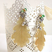 Украшения handmade. Livemaster - original item Earrings with Real Oak Leaves Eco Acorns Oak Leaf Khaki. Handmade.