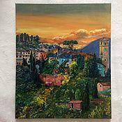 Картины и панно handmade. Livemaster - original item Oil painting Italy sunset mountain landscape. Picture Europe. Handmade.