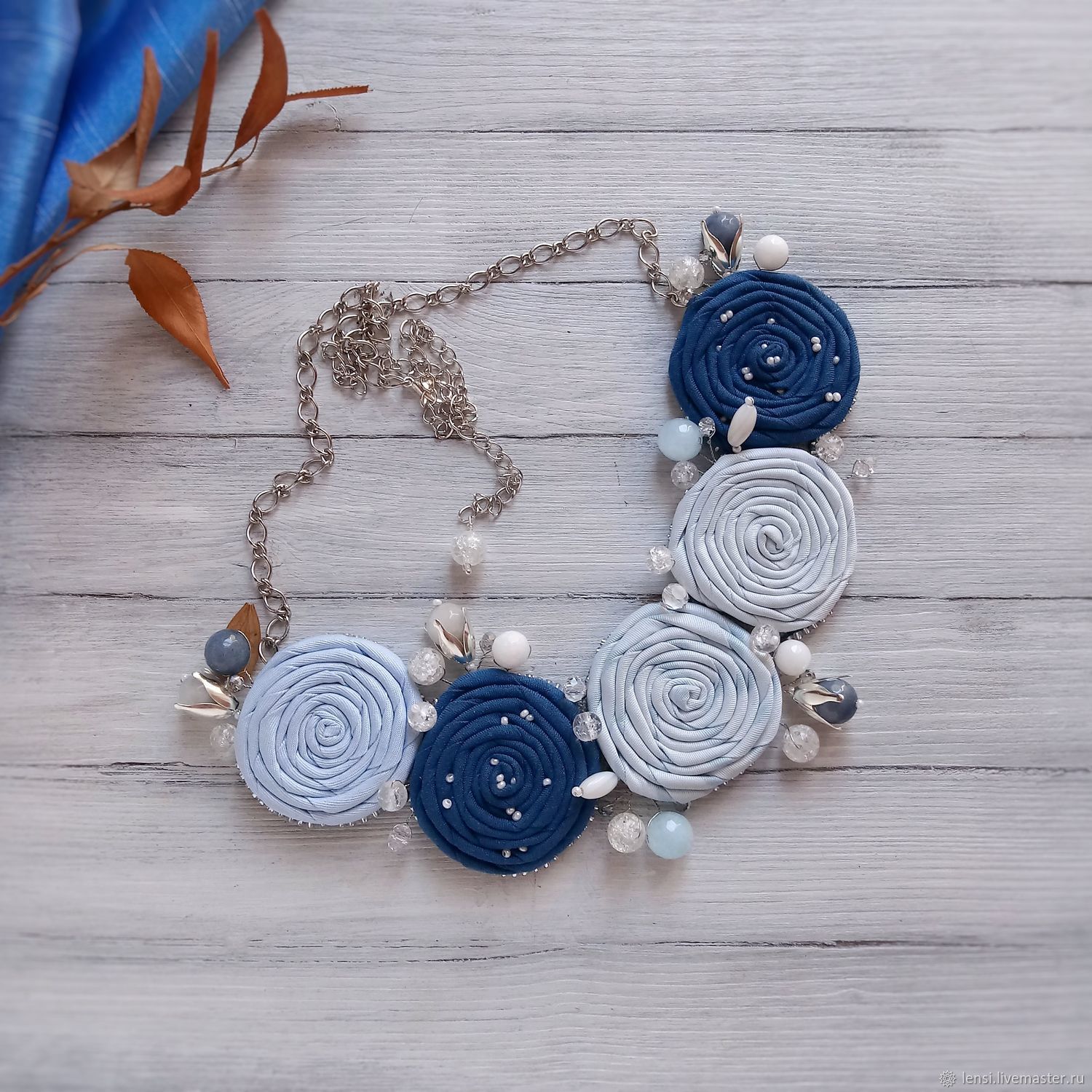 Колье из ткани с агатами и перламутром в интернет-магазине на Ярмарке ...