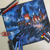 Картины и панно handmade. Livemaster - original item Paintings: fantasy landscape Harry Potter castle HOGWARTS. Handmade.
