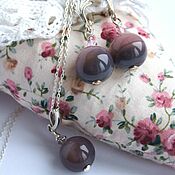 Украшения handmade. Livemaster - original item Silver set earrings and pendant on a chain with agate. Handmade.