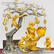 Фен-шуй и эзотерика handmade. Livemaster - original item Bronze family of monkeys under the tree of wealth and enlightenment. Handmade.