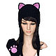 Hat with Cat ears knitted women's black warm, Caps, Orenburg,  Фото №1