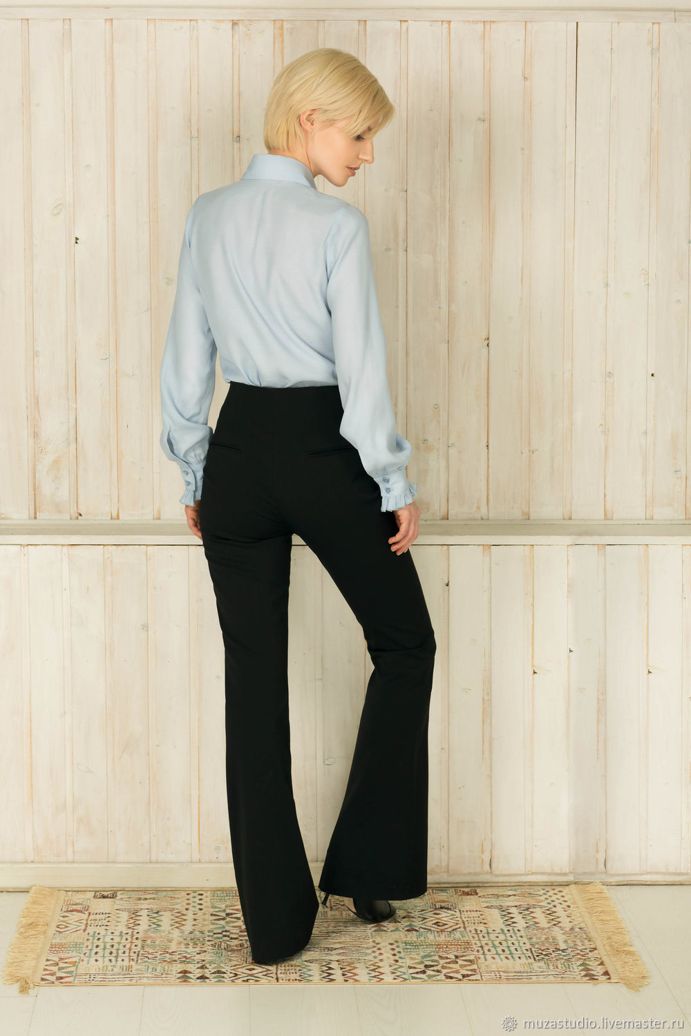 Button Embellished Flared Pants, Hippie 
