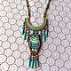  Blue owl. Boho necklace, Necklace, Astrakhan,  Фото №1