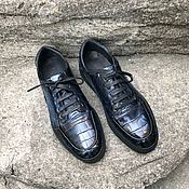 Обувь ручной работы handmade. Livemaster - original item Sneakers made of genuine crocodile leather, in dark blue color.. Handmade.