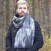 Аксессуары handmade. Livemaster - original item Men`s scarf made of wool and silk.Long Felted Scarf Twilight in Kiruna. Handmade.