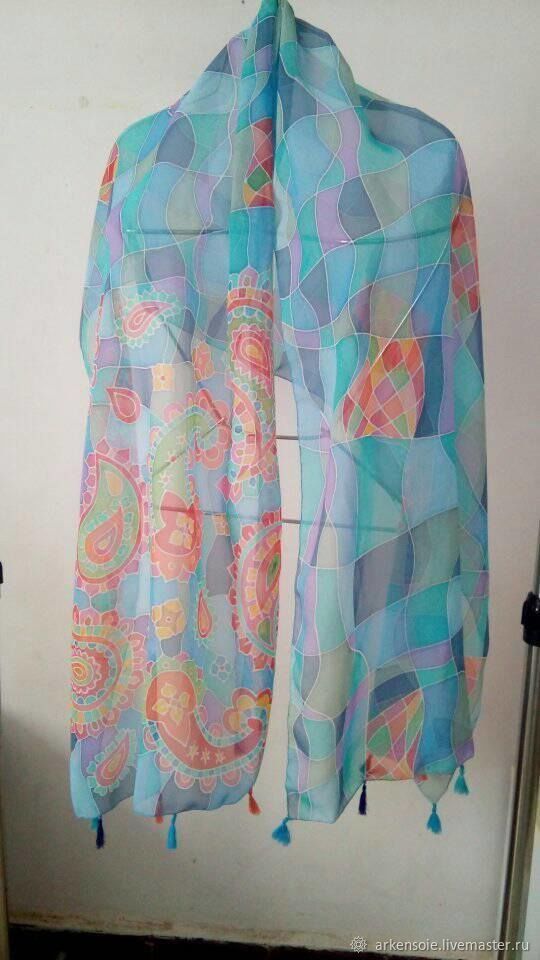 Pastel Cashmere,silk scarf, handmade, Scarves, Novosibirsk,  Фото №1