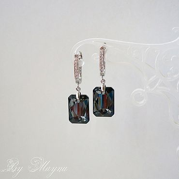 Украшения ручной работы. Ярмарка Мастеров - ручная работа Серьги "Black form". Swarovski. Handmade.