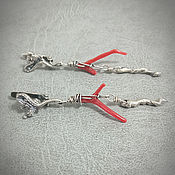 Украшения handmade. Livemaster - original item Silver Dragon Earrings with Coral Twigs. Handmade.