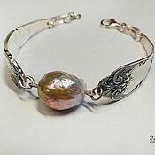 Украшения handmade. Livemaster - original item Silverware bracelet with baroque pearl. Handmade.