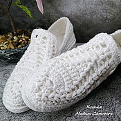 Master class №10 - Women's linen sneakers knitted on the sole