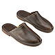 Leather Slippers 'Road' (brown exclusive), Slippers, St. Petersburg,  Фото №1