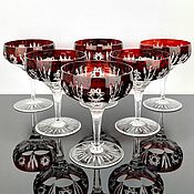 Винтаж: Комплект бокалов для вина и рюмки Nachtmann Merylin, цветной хрусталь