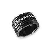 Украшения handmade. Livemaster - original item Black ring silver with cubic zirconia. Handmade.