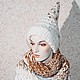 Заказать Комплект шарф-снуд  и шапка вязаные белый с коричневым Зима. Маркова Ольга (Vivid-way). Ярмарка Мастеров. .  Фото №3