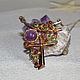 pendant on a chain `Cross` silver 925 with gold plated and stones
