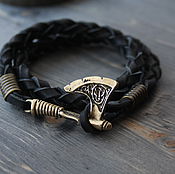 Украшения handmade. Livemaster - original item Bracelet braided: Leather bracelet ,bracelet with axe ,by the axe of Perun. Handmade.