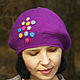 Beret hat for spring winter elegant women's knitted lilac bright. Berets. Подарки на 8 Марта от 'Azhurles'. My Livemaster. Фото №6