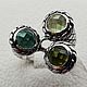 Silver ring with quartz, chrome oxide and cubic zirconia, Rings, Moscow,  Фото №1