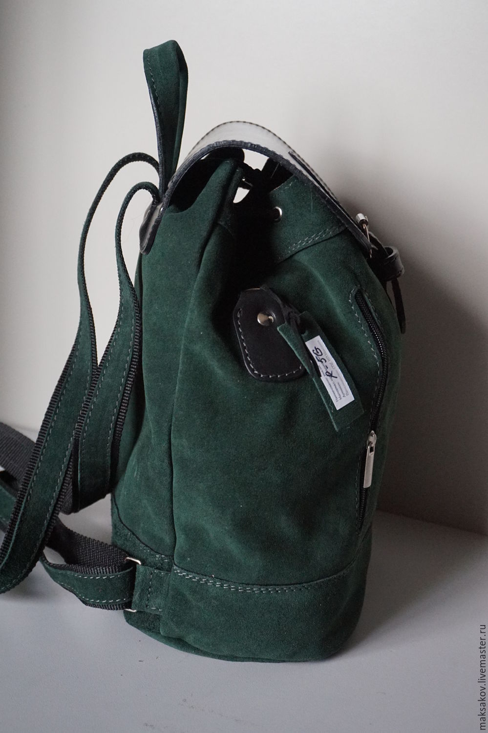 Купить Рюкзак из зелёного нубука 31 см в интернет магазине на Ярмарке .