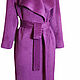 Cashmere coat with a belt with a large collar 'Lingonberry'. Coats. Lana Kmekich (lanakmekich). My Livemaster. Фото №5
