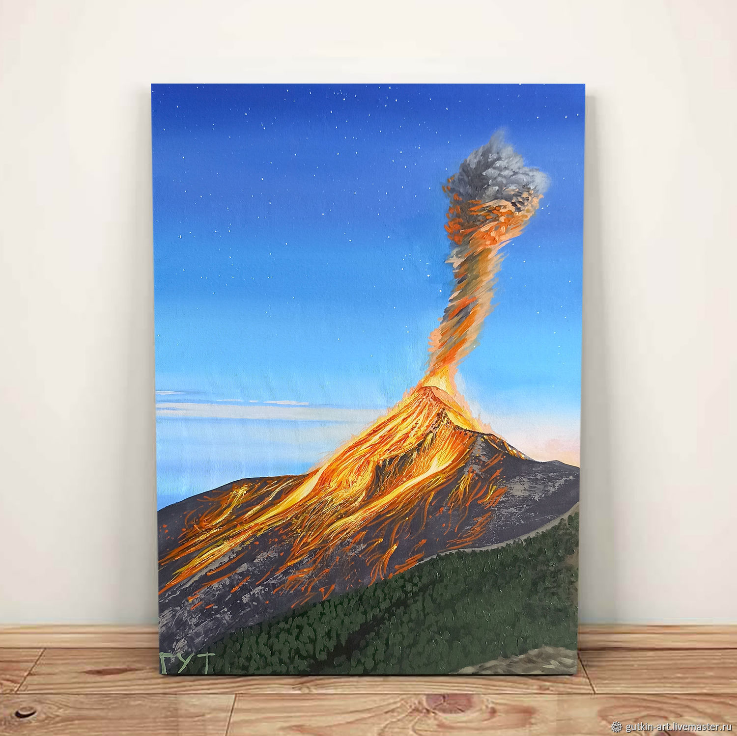 Вулкан извержение Вулкана картина маслом в интернет-магазине Ярмарка Мастеров по цене 7000 ₽ – OKW3YRU