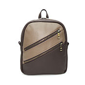 Сумки и аксессуары handmade. Livemaster - original item Backpacks: Leather Women`s Backpack Brown Beige Latte Mod P27-152. Handmade.