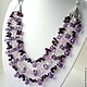 author's necklace every day, a necklace of amethyst, garnet, pink quartz, purple beads, garnet, amethyst, rose quartz, this delicate necklace
