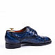 Заказать Дерби из кожи крокодила синие с отрезным носом и перфорацией. Croc-Shoes. Ярмарка Мастеров. . Дерби Фото №3