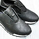 Sneakers made of genuine cattle leather, in dark gray color!. Sneakers. SHOES&BAGS. My Livemaster. Фото №5