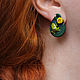 Earrings-ear-stud: ' Mistress of the swamps' with a frog and water lilies. Stud earrings. Secret Jar. My Livemaster. Фото №6
