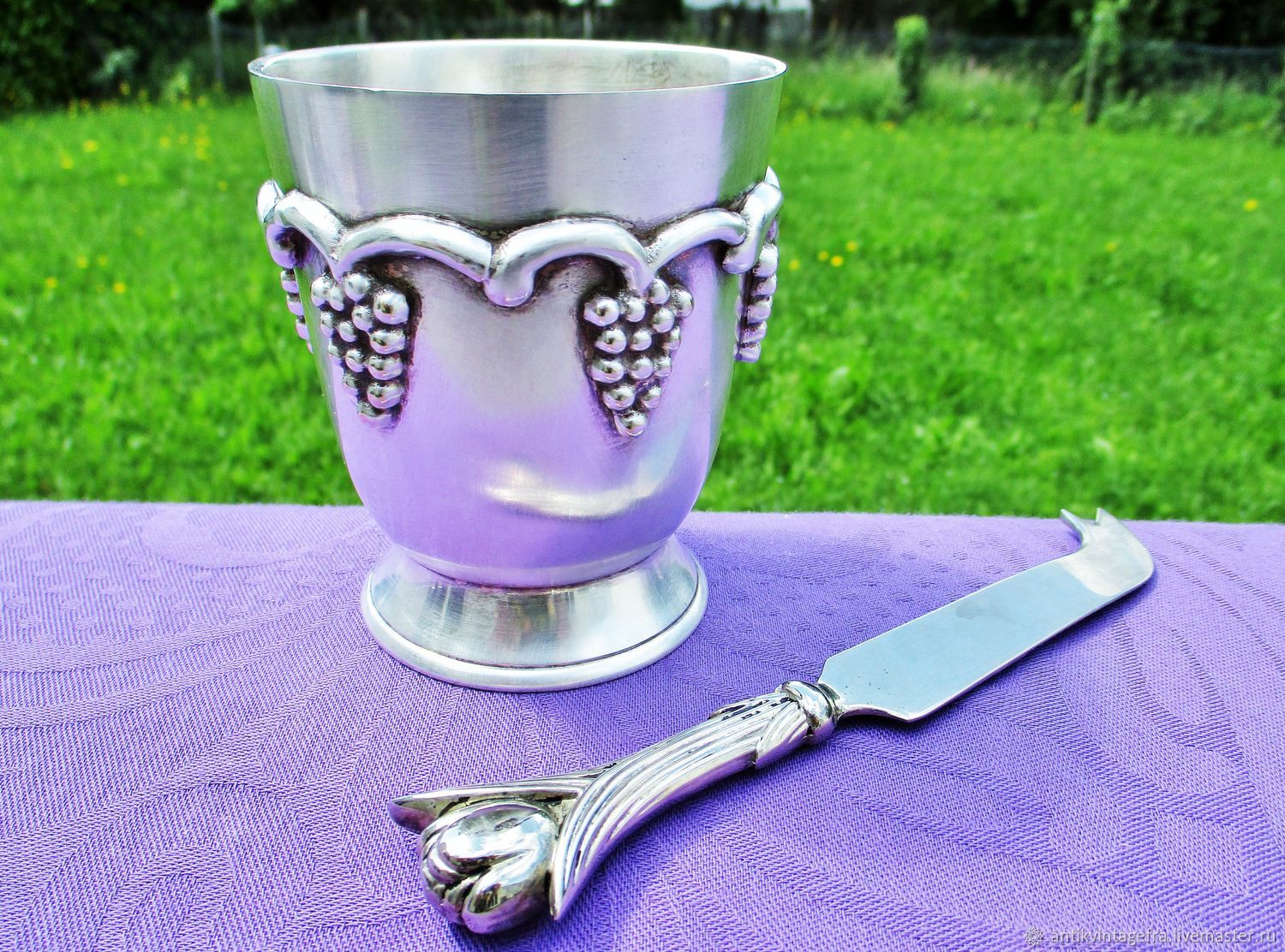 Винтаж: Винтажная подставка под приборы карандашница Raisin серебрение ...