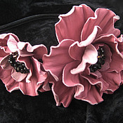 Украшения handmade. Livemaster - original item Leather flowers. Decoration hair headband PINK CAMELLIA.. Handmade.