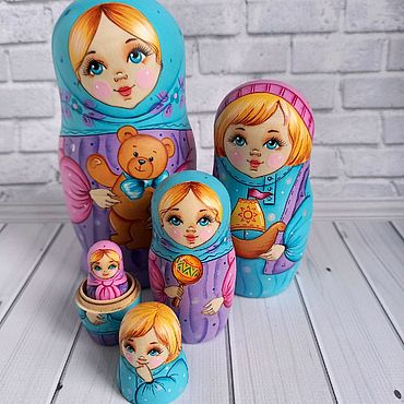 Русский стиль ручной работы. Ярмарка Мастеров - ручная работа Матрешка "Игрушки " 5 мест. Handmade.