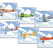 Картины и панно handmade. Livemaster - original item Planes in the sky Poster Set 6 pcs Airplane in the clouds. Handmade.